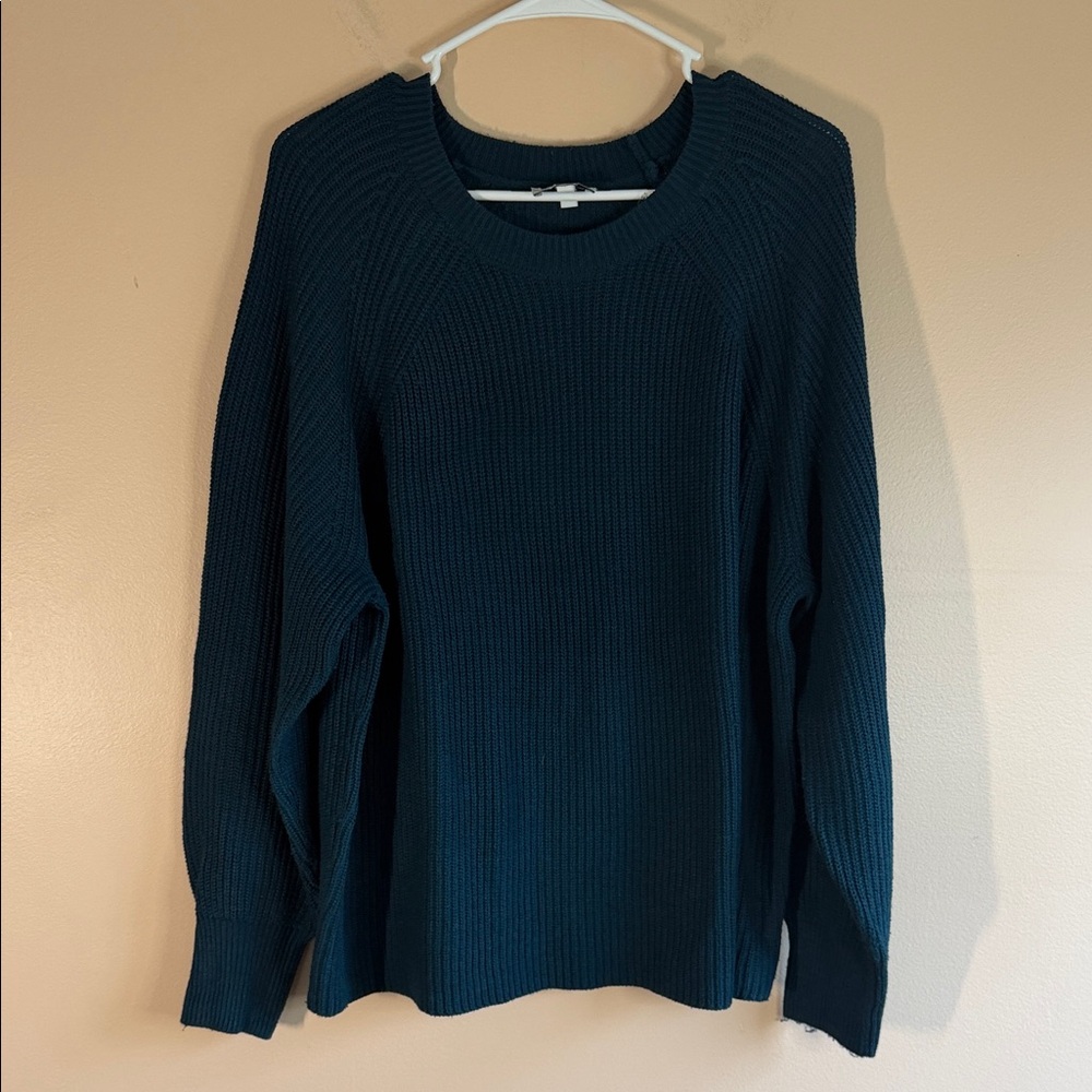 Jessica Simpson Women's Crewneck Ribbed Sweater - Teal